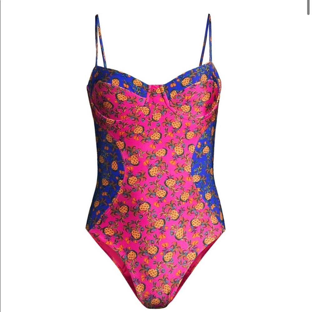 Farm Rio Fruits Dots One Piece Swimsuit sz M 175$ - Picture 4 of 15